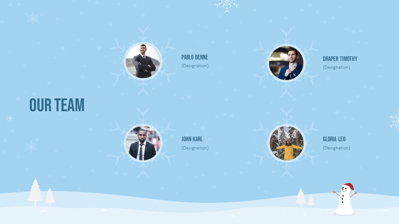 Free Winter Slide Template for Google Slides Team Introduction Slide