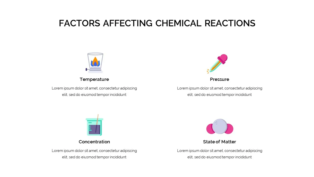 Free chemistry slides templates for showing the factors affecting chemical reactions