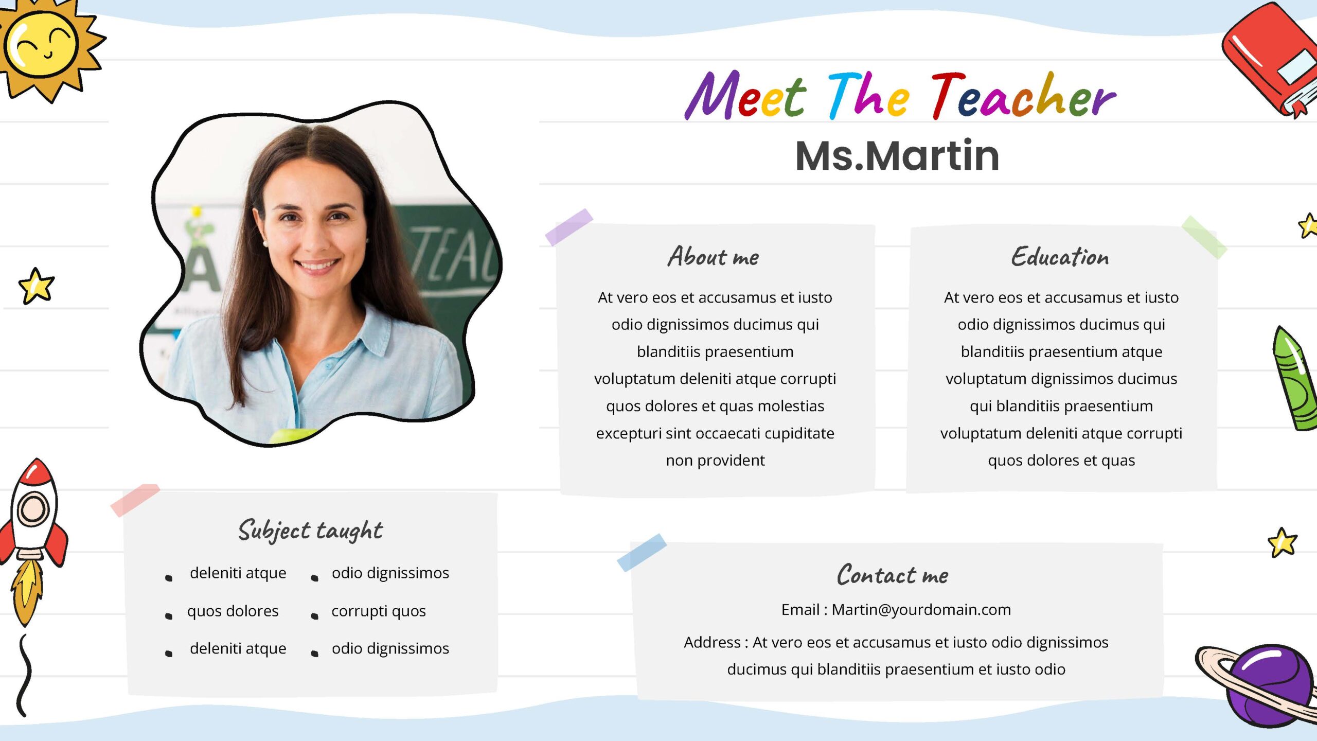 about me teacher presentation template