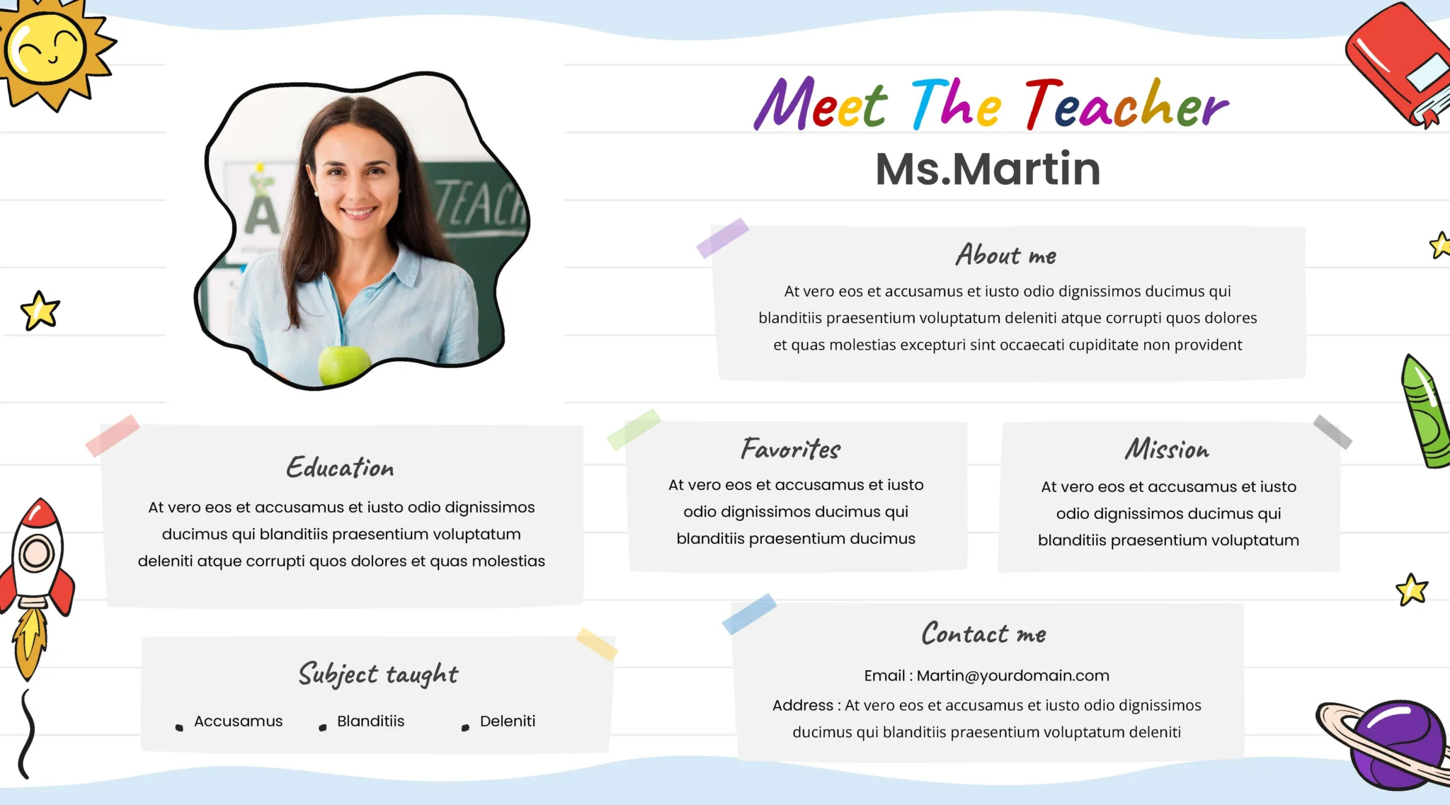 Free meet the teacher template for google slides