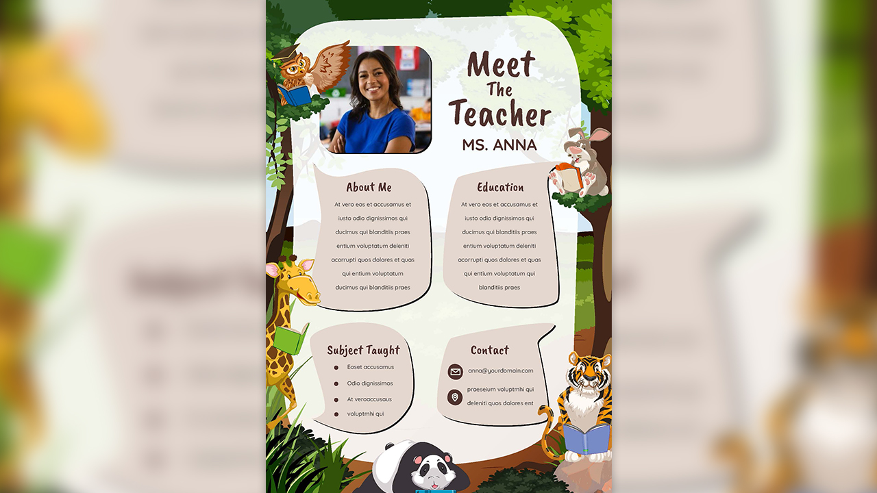 Free meet your teacher template with infographics for presentation