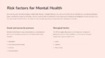 Free mental health slides template describing risk factors for mental health