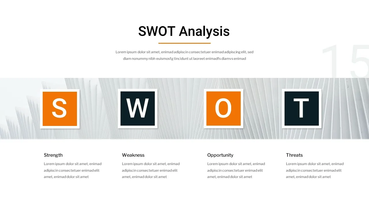 Free minimalist business presentation SWOT analysis google slides theme