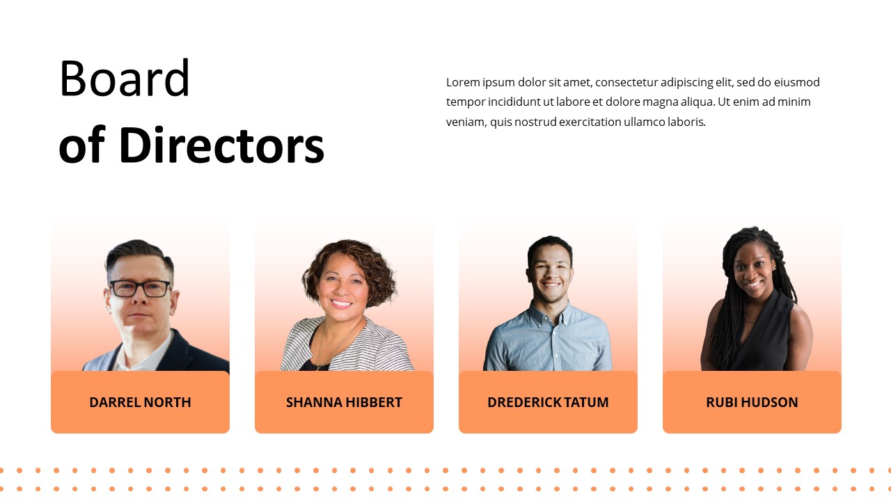 Free technology google slides theme board of directors with images slide
