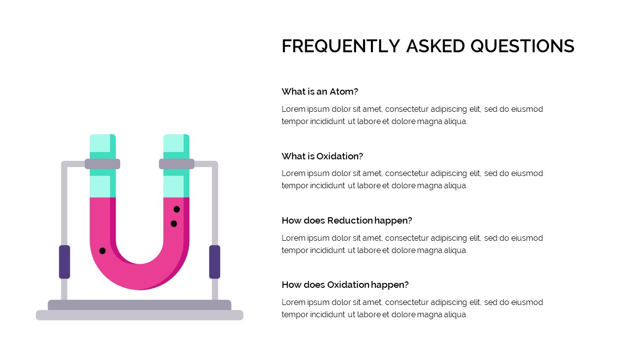 Frequently asked questions slide with infographics for free chemistry google slides theme