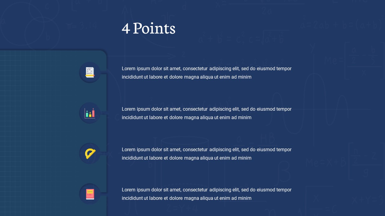 Google Slides Math Templates 4 Points Slide with Infographics