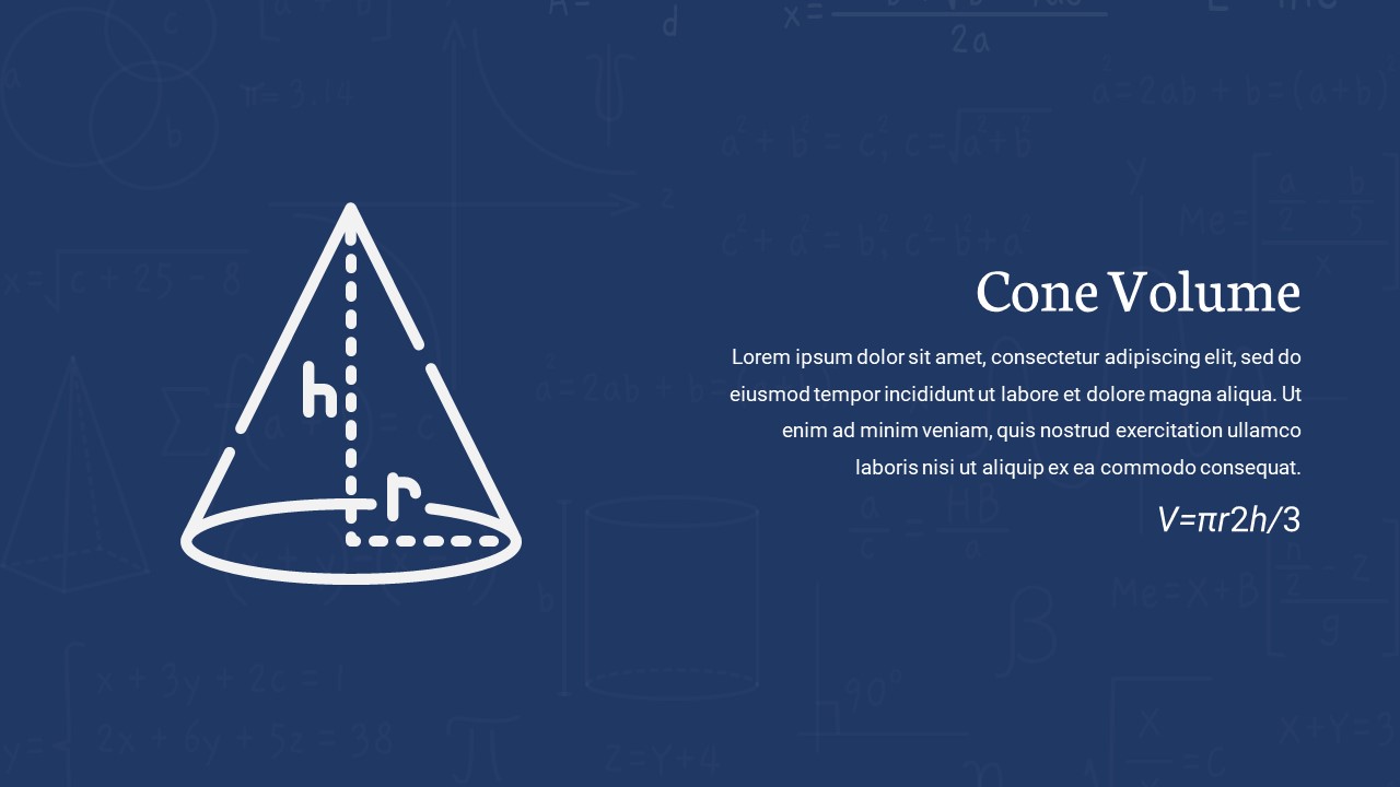 Google Slides Math Themes for Representation of Cone Volume