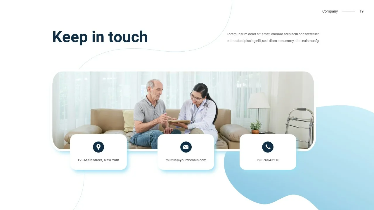 Google slides medical theme for hospitals and health care contact us slide