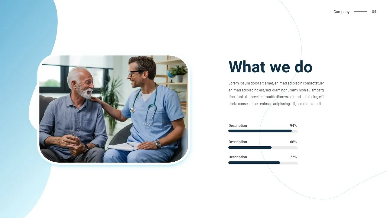 Google slides medical theme template what we do slide with image