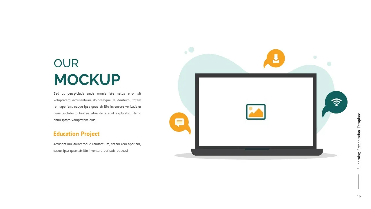 Laptop Mock-up Slide of E Learning Presentation Template