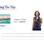 Location and package details slide with images and pricing for Travel google slides template