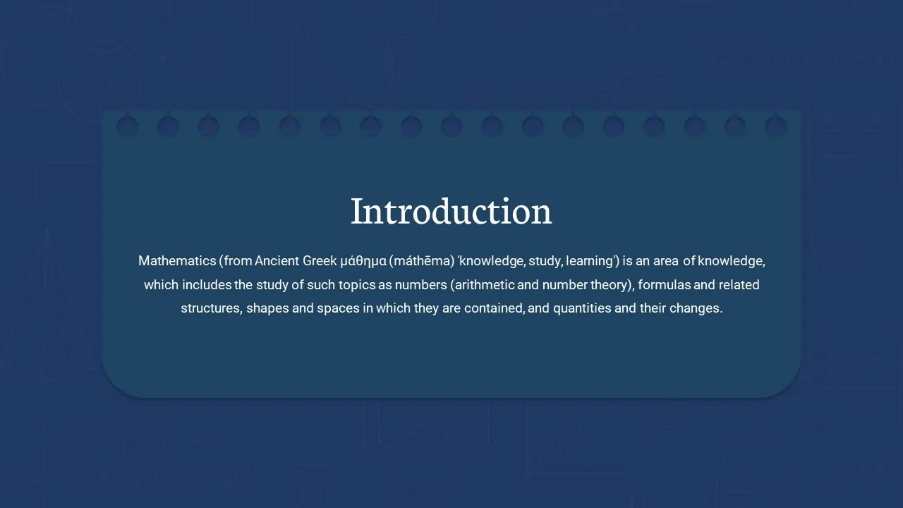 Math Google Slides Template Introduction Slide