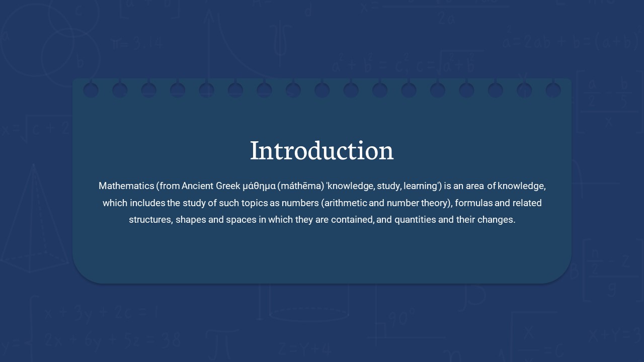 Math Google Slides Template Introduction Slide