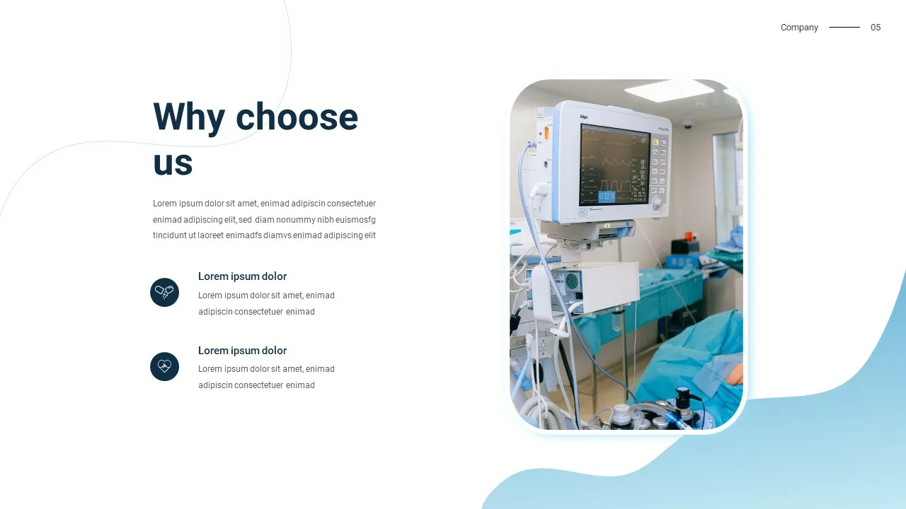 Medical slides template for google slides why choose us slide with infographics