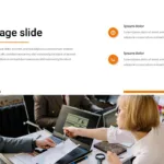 Minimalist business google slides theme with a business discussion image at the bottom