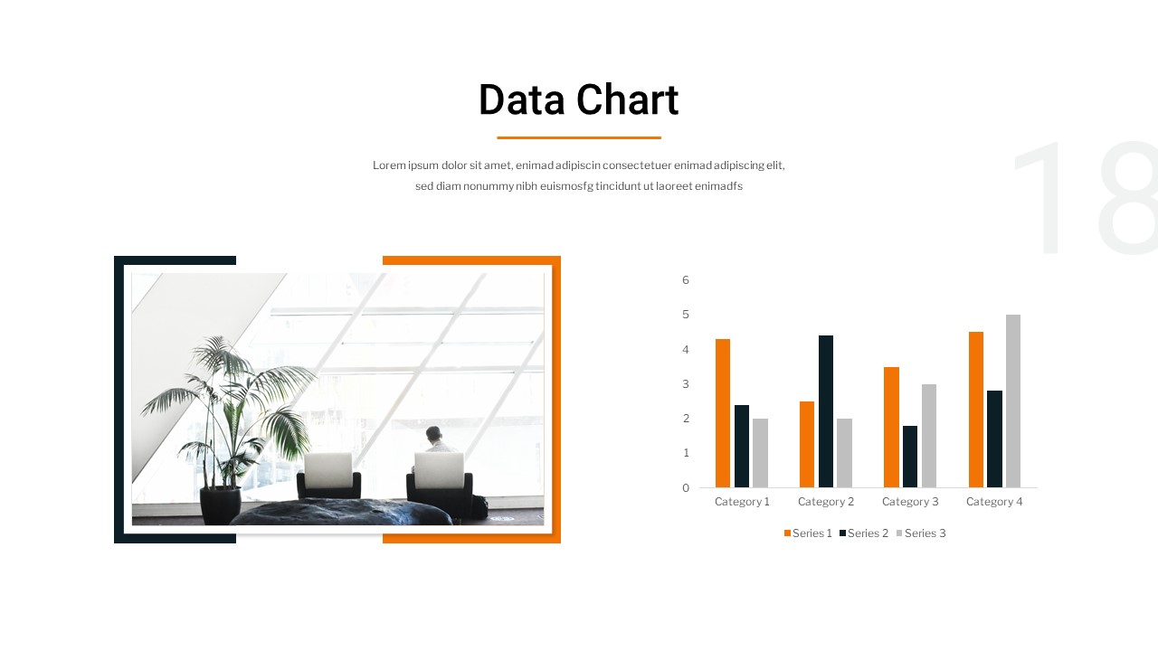 Minimalist business google slides theme with data chart for data comparison