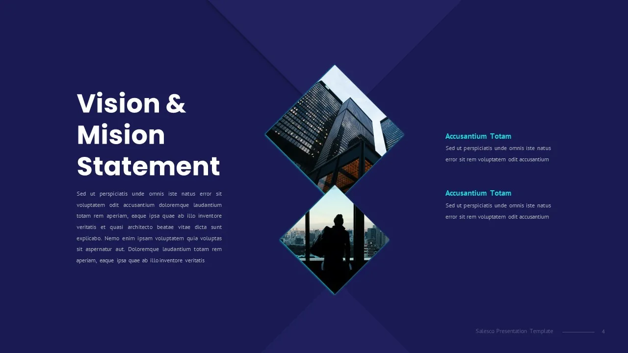 Mission and vision statement slide for google slides sales strategy presentation template