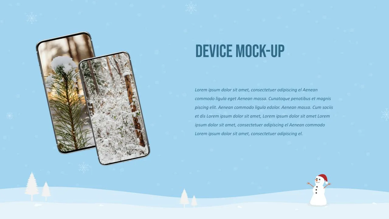 Mobile Mock-up Slide of Free Winter Google Slide Template