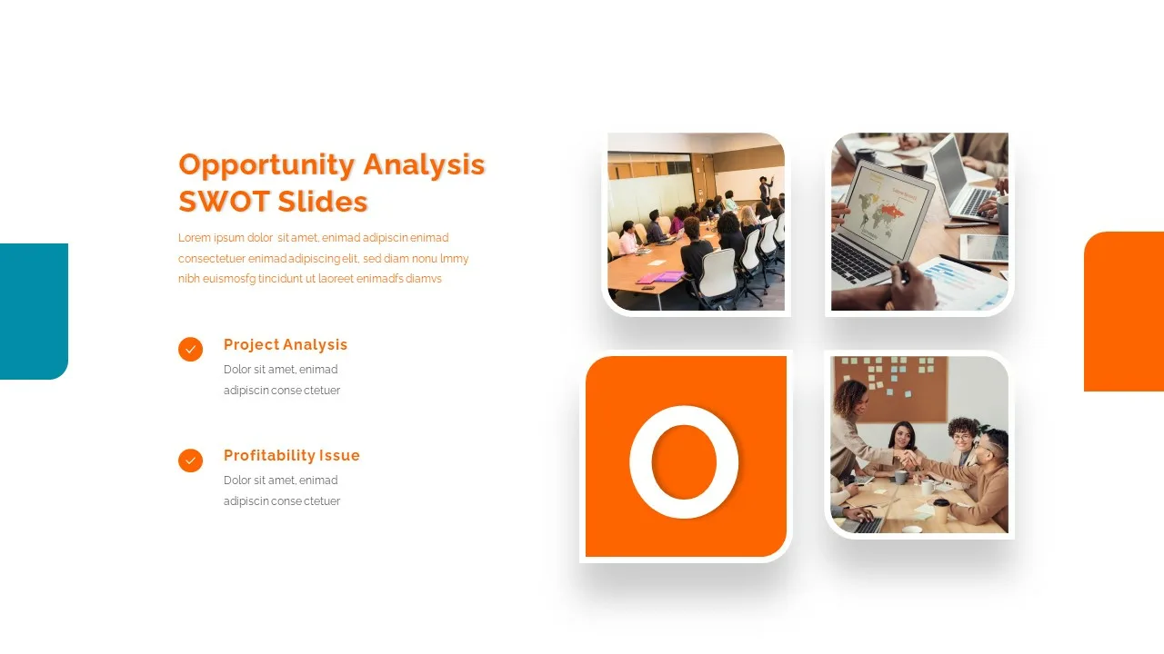 Modern google slides templates opportunity analysis slide of SWOT slides