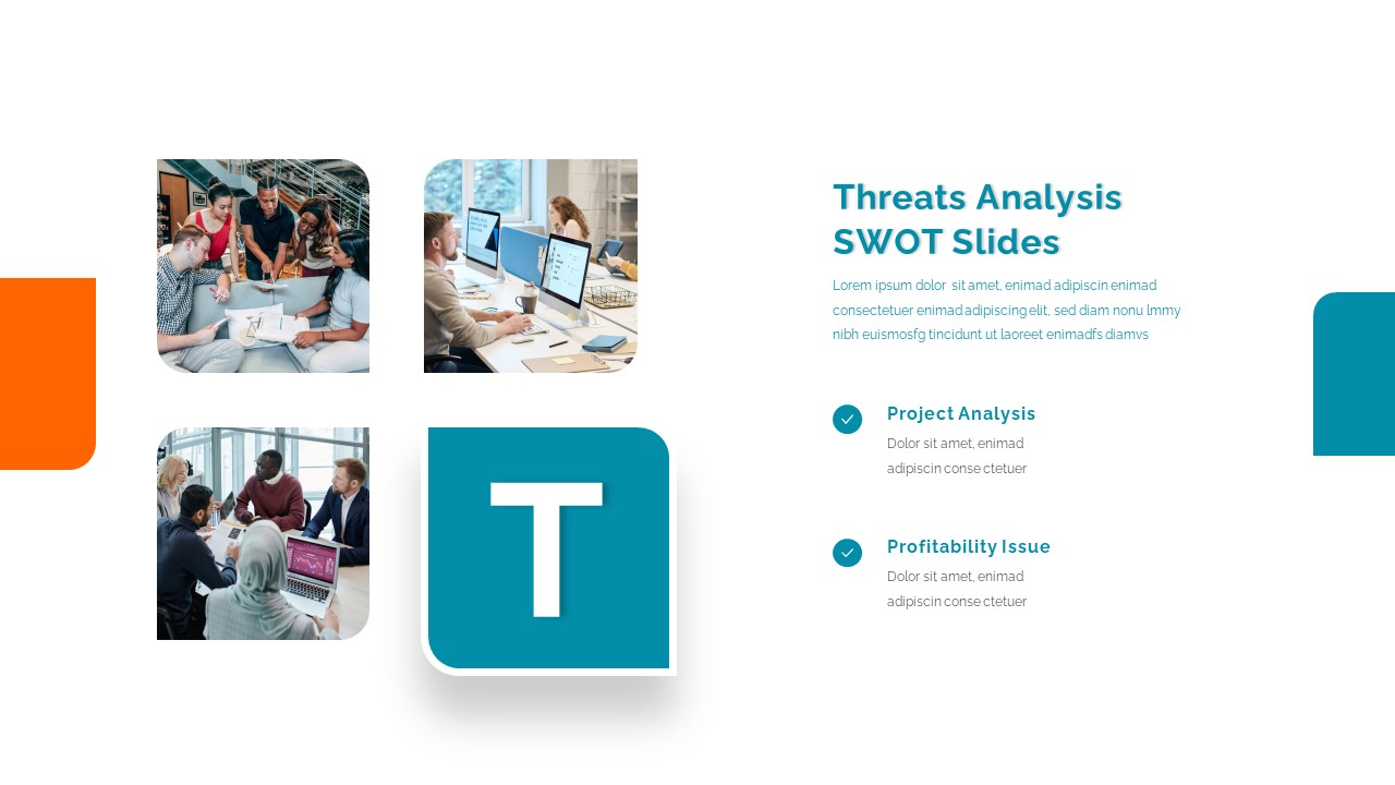 Modern google slides templates threats analysis slide of SWOT slides