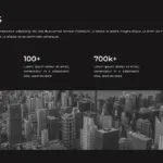 Monochromatic google slides template perfect for showing company statistics data