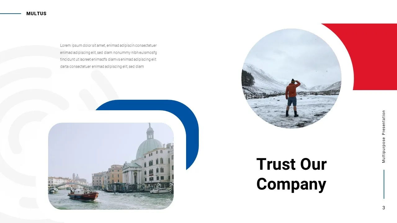 Multipurpose presentation template for google slides trust our company slide with 2 images