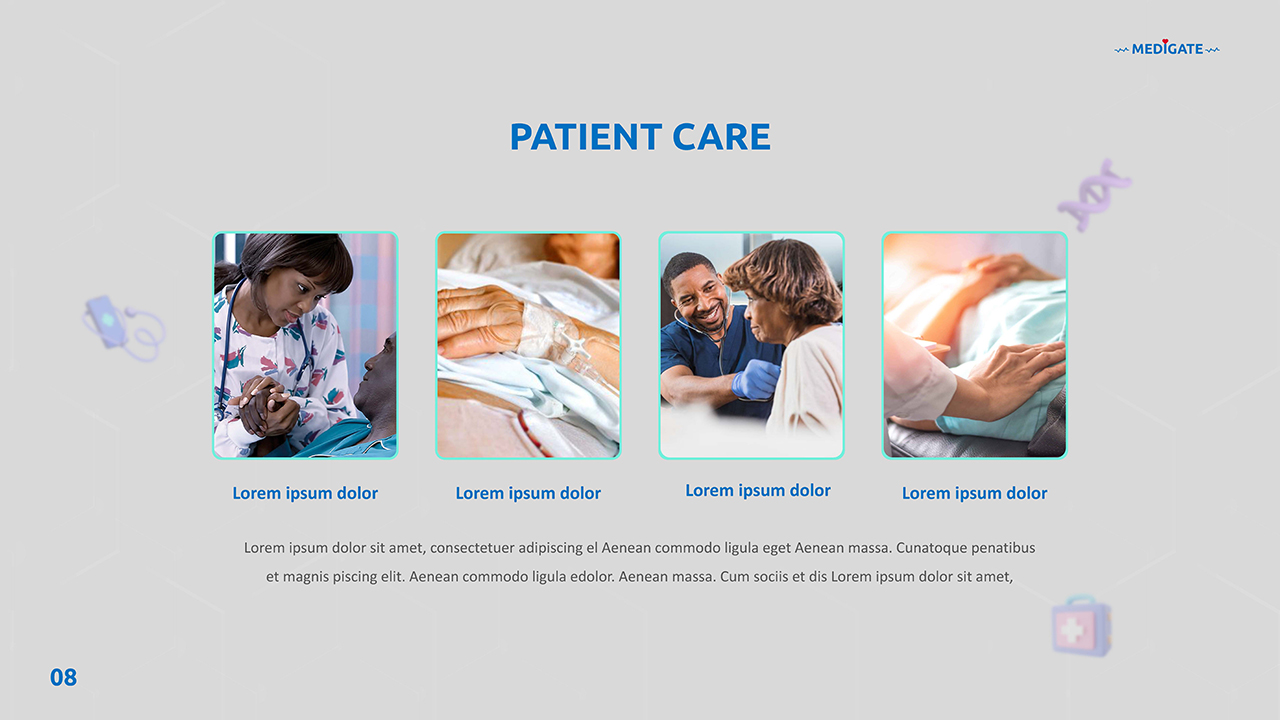 Nursing google slides template patient care slide with 4 images