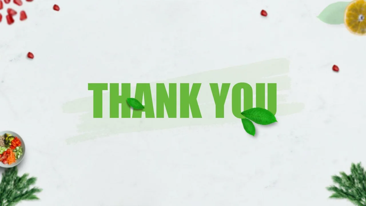 Organic food google slides theme thank you slide