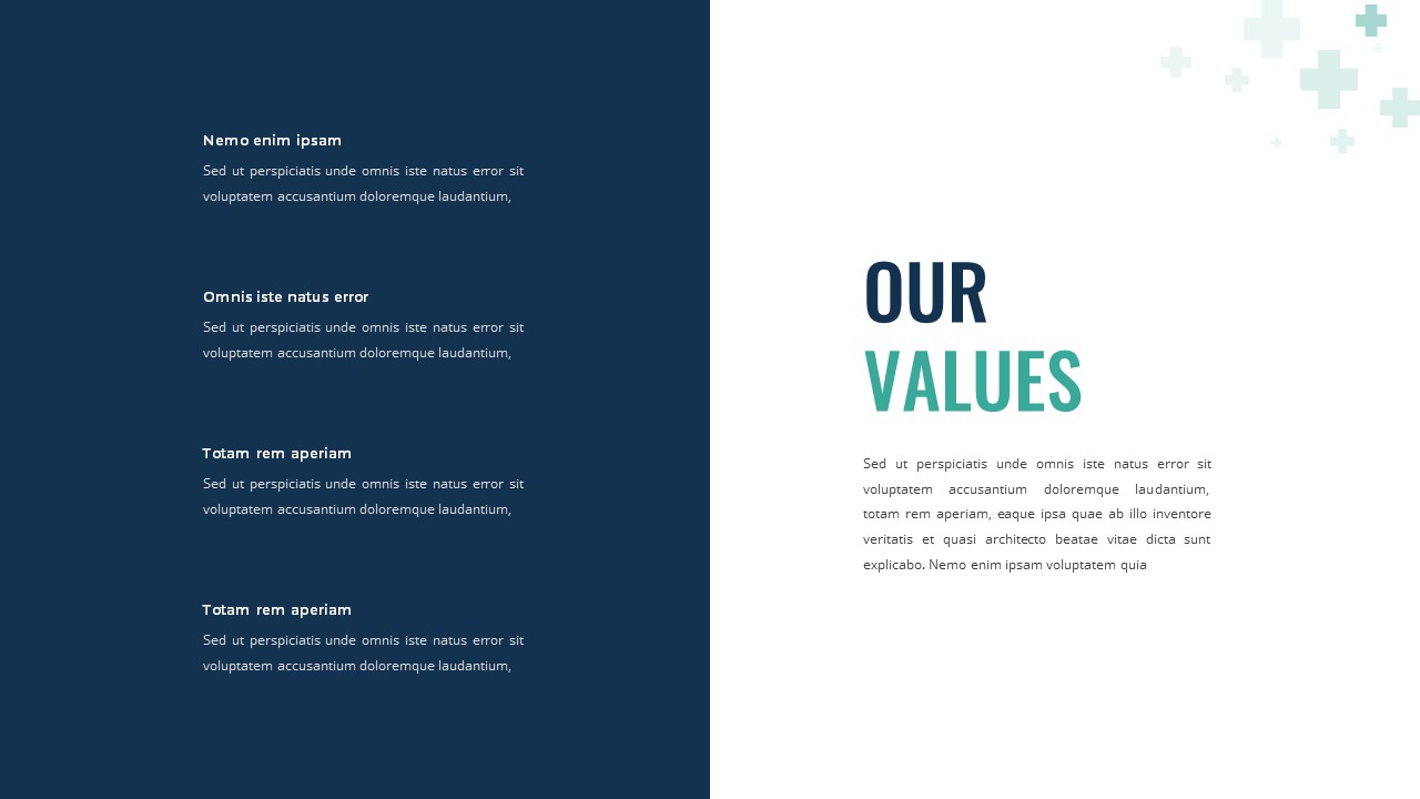 Our Values Slide of Free Health Google Slides Template