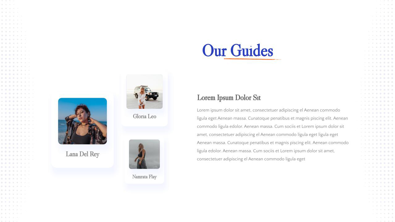 Our guides introduction slide with images for google slides Travel presentation template