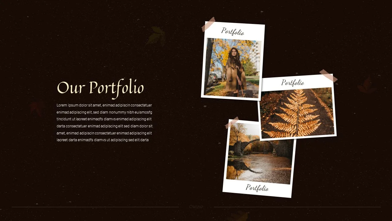 Our portfolio slide for Autumn google slide template