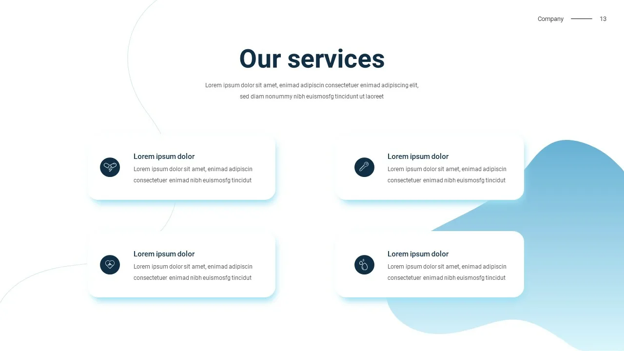 Our services slide with infographics for google slides hospital and medical theme template