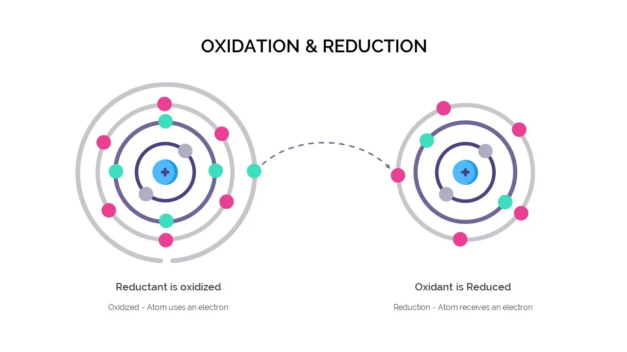 Oxidation and reduction reaction details slide for free chemistry google slides template