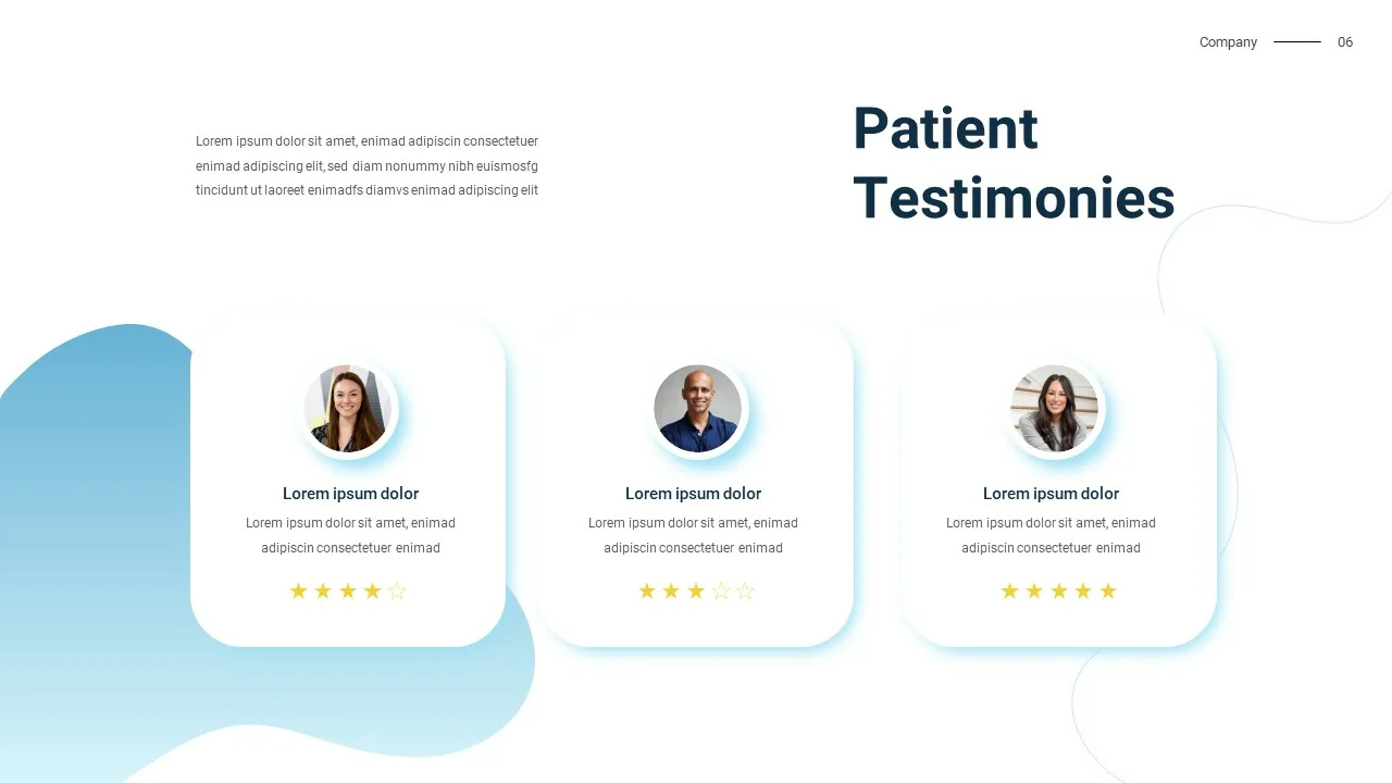 Patient testimonials slide for medical google slides themes