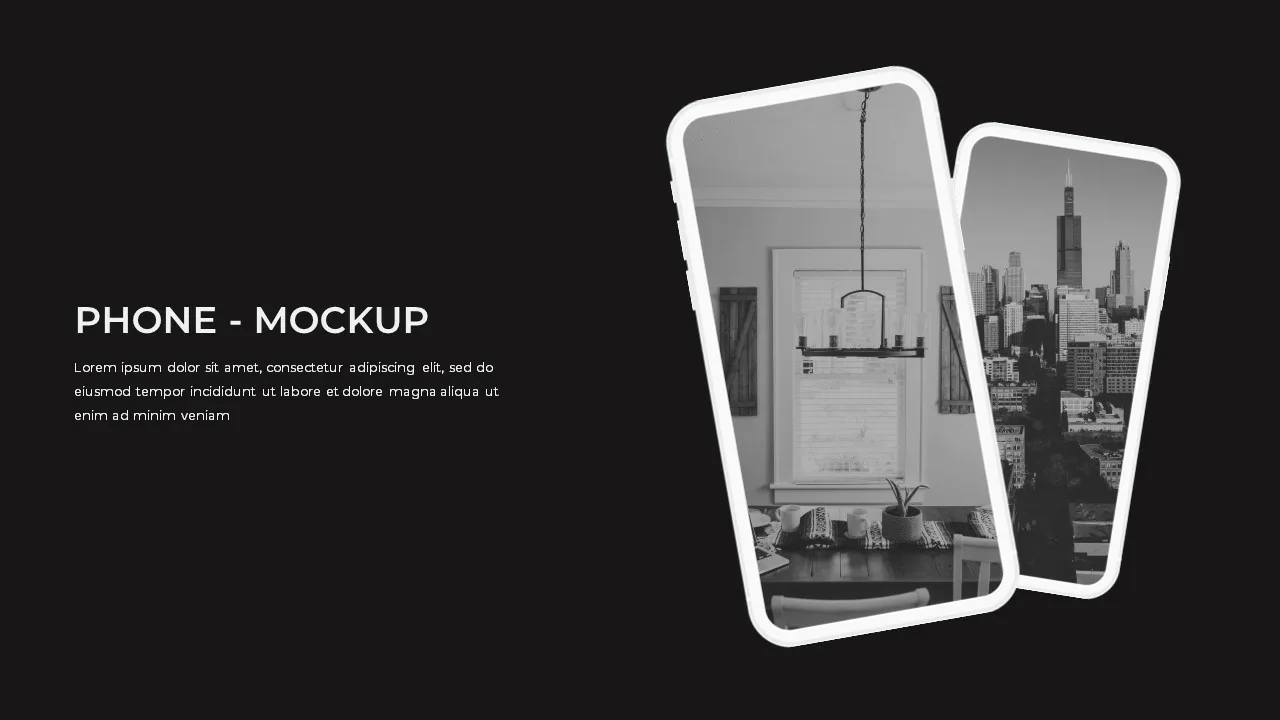 Phone mock-up slide for google slides monotone presentation template