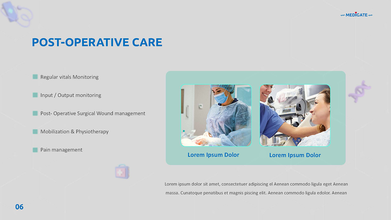 Post operative care slide for google slides Nursing presentation ideas template