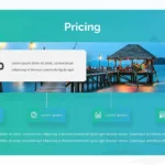 Pricing slide with a stilt house background image for free Google slides travel theme templates