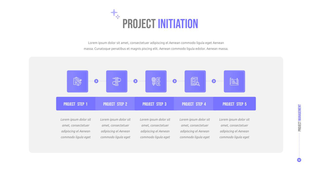 Project initiation slide with infographics for project management google slides template