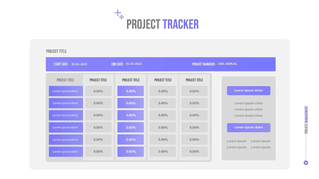Project plan google slides template project tracker slide with tabular info