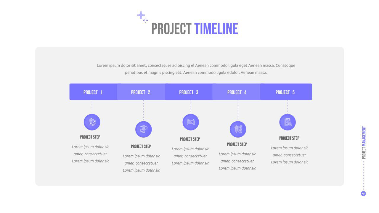 Project timeline slide for project presentation template for google slides