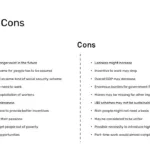 Pros and Cons Slide of Free Universal Basic Income Presentation Template