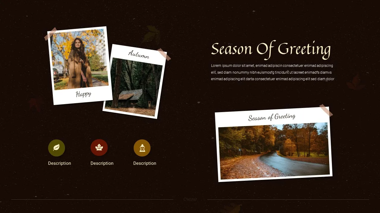 Season of greeting slide for Autumn google slides template