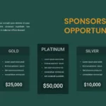 Sponsorship opportunities with pricing details slide for sponsor pitch deck template for google slides