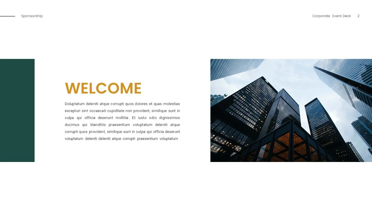 Sponsorship presentation google slides template welcome slide