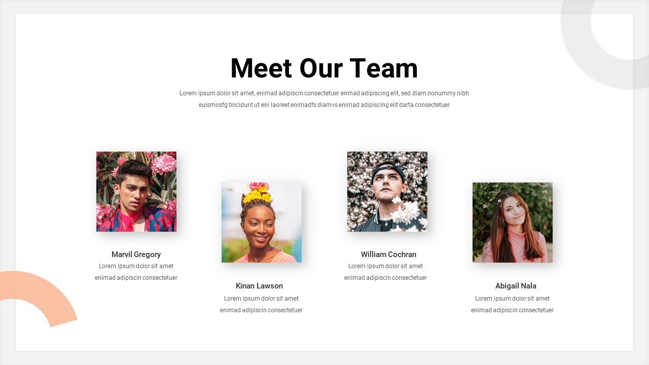 Spring Google Slides Template Meet Our Team Slide