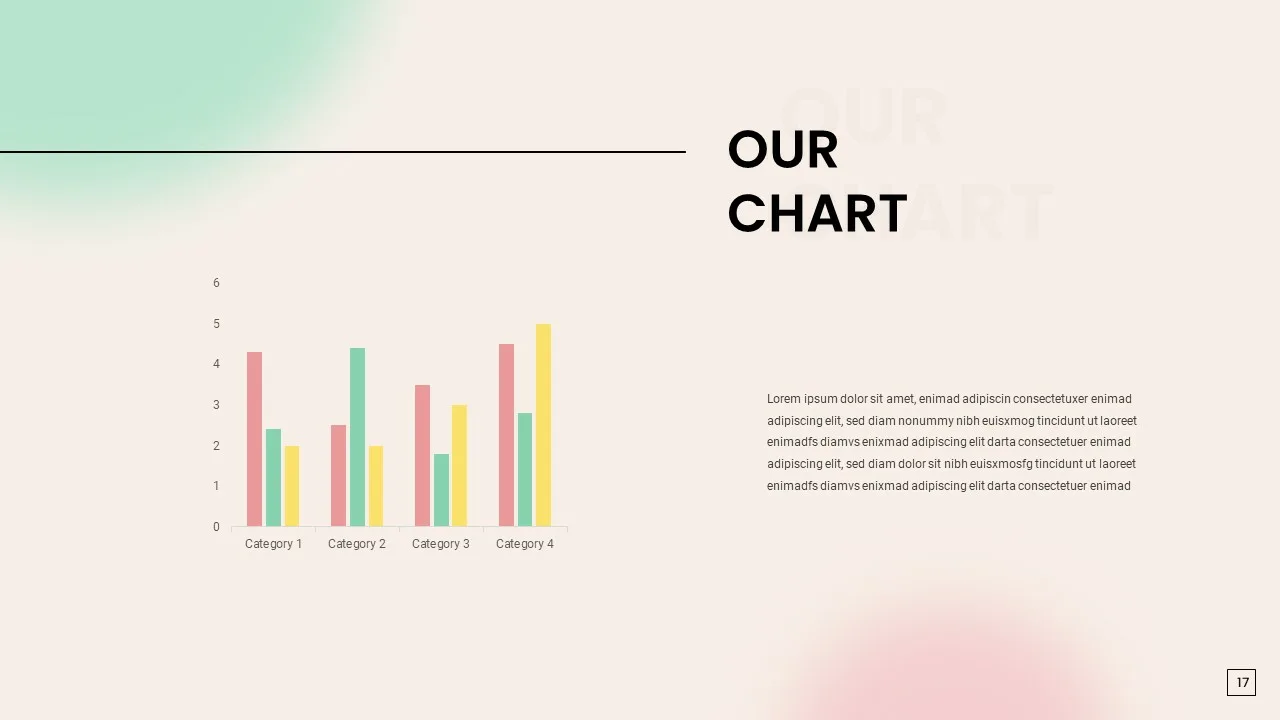 Summer google slides template for business presentation with chart for showing data analysis