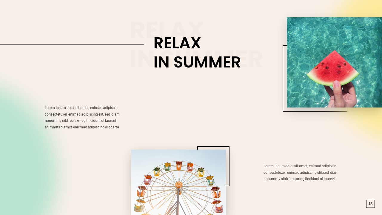 Summer themed google slides template for presentation with image
