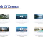 Table of contents design slide for Google slides travel template