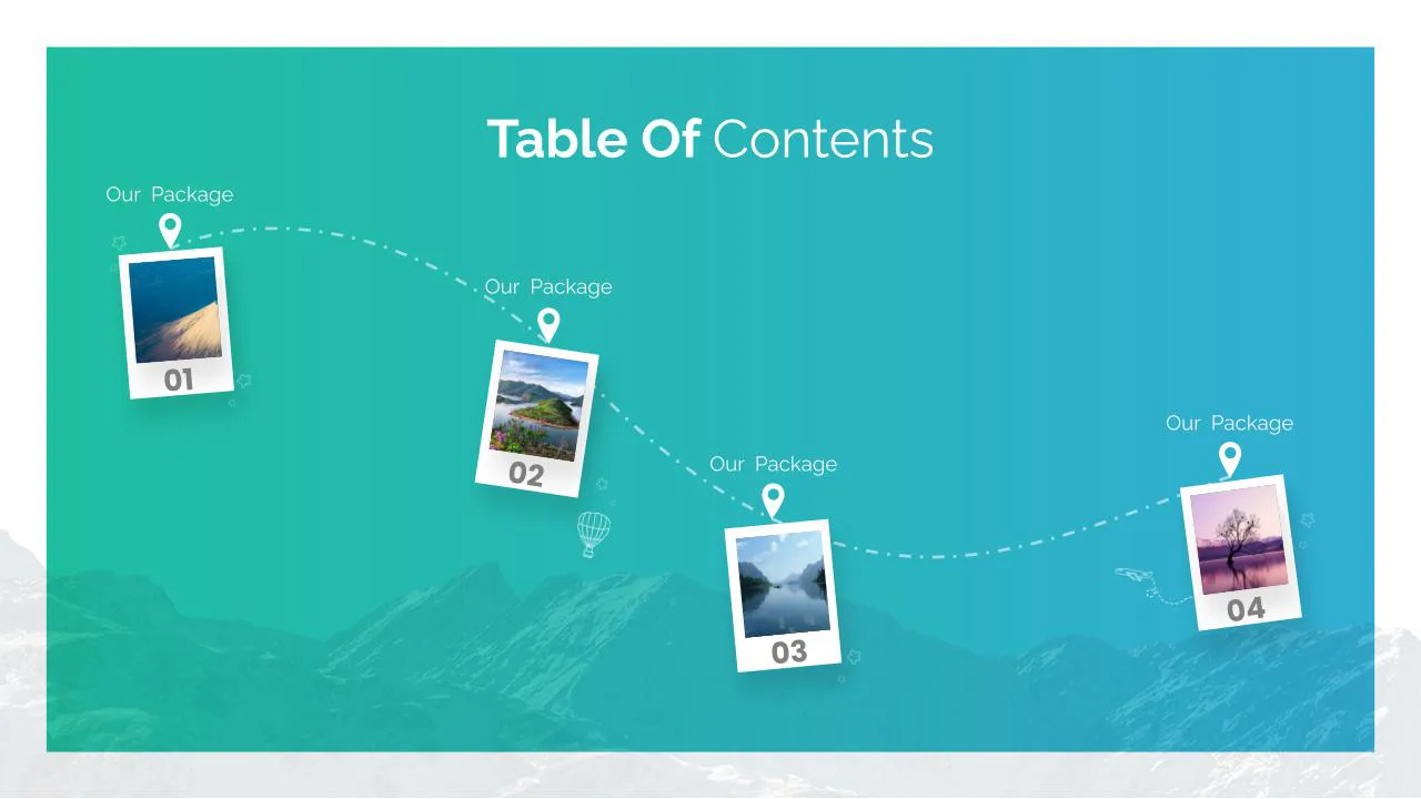 Table of contents slide in free travel google slides template