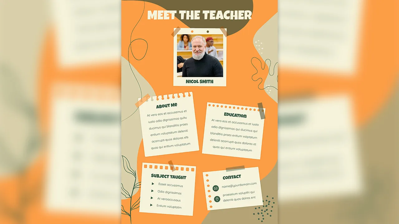 Teacher introduction slide for Free meet the staff template